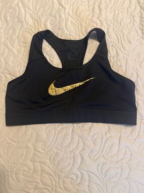 Nike Black Sports Bra with Gold Swoosh
